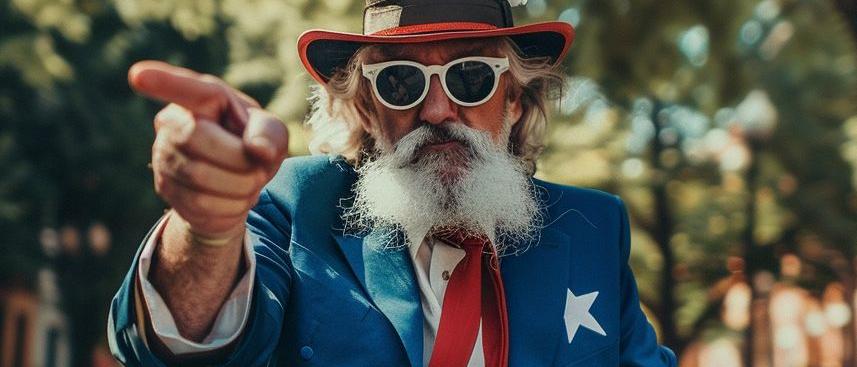 Uncle Sam in a wheelchair pointing at you.
