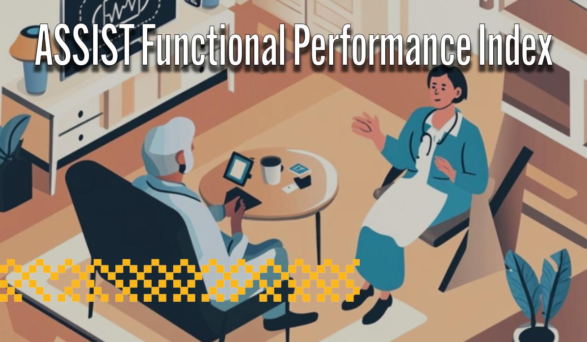A cartoon image of a clinician discussing SmartTech with a client