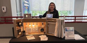 Dr. Lindsey Morris demonstrates the SmartTech Demo Station