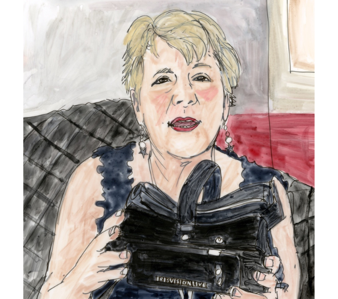 Drawing of Patty Azocar with her Iris Vision